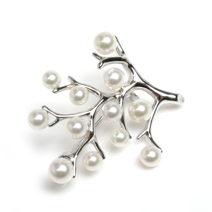 MIKIMOTO ミキモト シルバー 幸福の木 ブローチ PB-357S アコヤパール約4.0-5.0mm 4.6g レディース 中古 美品