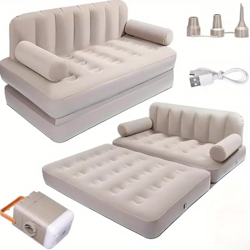インフレータブルソファ コンパクトエアクッションベッド デュアルチャンバー付きエアソファ 300kg耐荷重 ダブル シングルサイズ アウトドア キャンプ 屋内用 モダンデザイン ミックスカラー 10,029円
