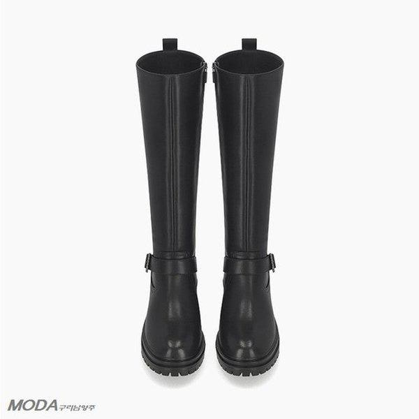 クッションUPチャンキーバイカー女性ロングブーツ2XWL04XO_GN