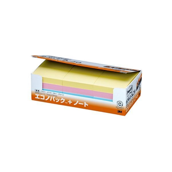 （まとめ） 3M ポストイット エコノパック ノート 再生紙 7550mm 混色 6561-K20 1パック（12冊） 2セット