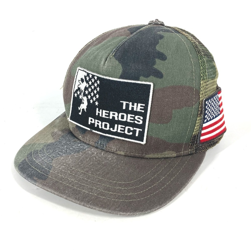 キャップ ロゴ カモフラ 迷彩 THE HERO PROJECT ヒーロープロジェクト メッシュ コットン グリーン