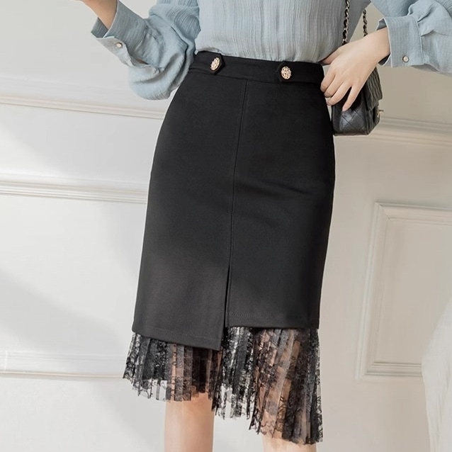 ボトムス スカート ミディアムスカート ハイウエスト タイト 裾フレア 刺繡 シースルー アシンメトリー レース かわいい 大人可愛い きれいめ シンプル 上品 おしゃれ かっこいい カジュアル