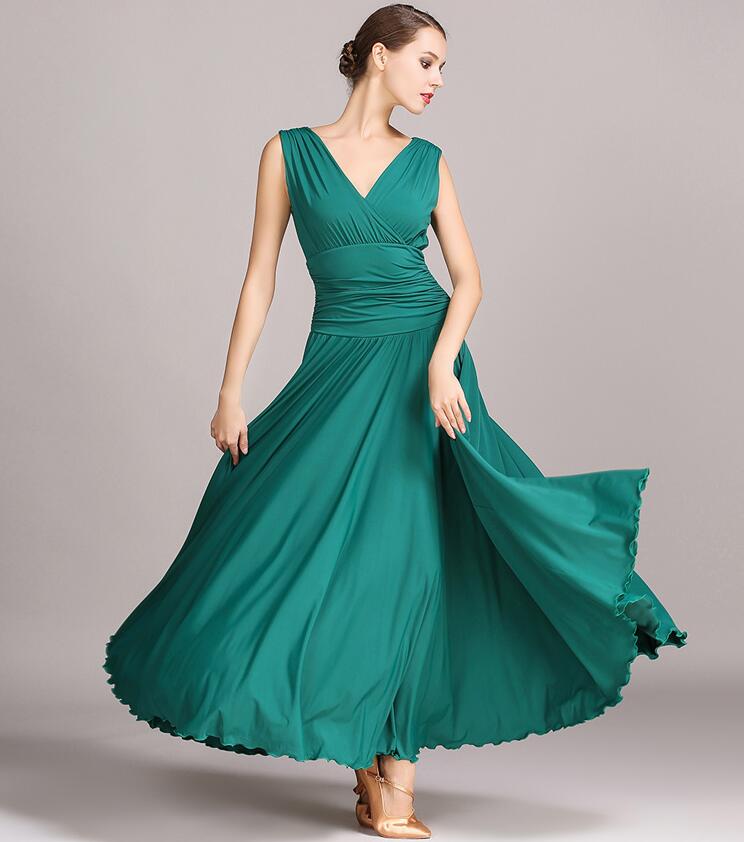 社交ダンス専用ダンス ドレス 優雅 演出服競技用 ワルツドレス 高級感 エレガント ステージ衣装 踊りドレス イベント服スタンダードダンス 舞台 ノースリーブ 6色 無地 S/M/L/XL/2XL マ