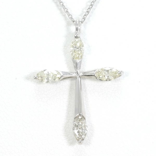 K18 18金 WG ホワイトゴールド ネックレス イエローダイヤ 0.48 ジュエリー 中古