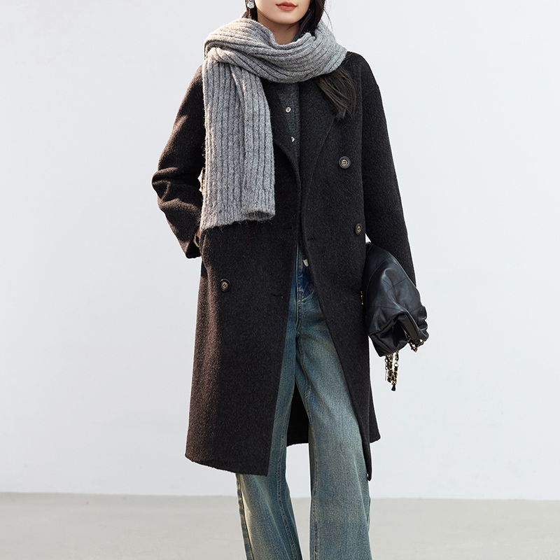 レディース ミッドレングス ベーシック カシミヤニット コート