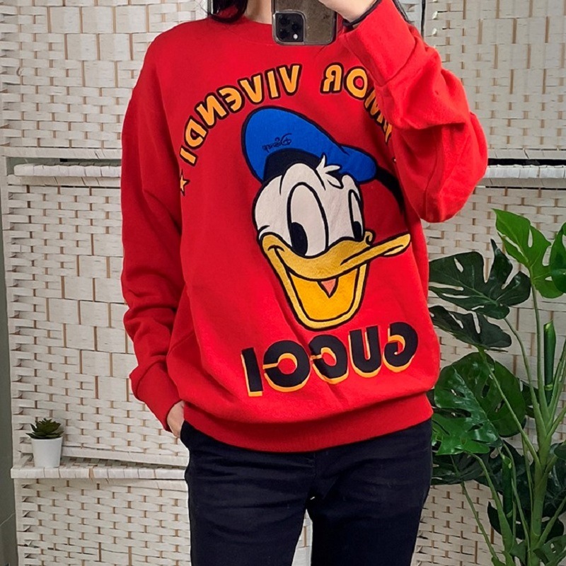 Tシャツ・カットソー GUCCIDONALD DUCK HEAVY FELTED COTTON SWEAT SHIRT LIVE RED 617964 XJDC1 6429