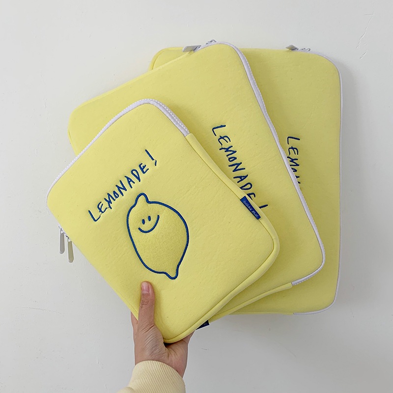 21春の新しい韓国のコンピューターバッグデザインレモン刺繡アルファベットipadライナーバッグ