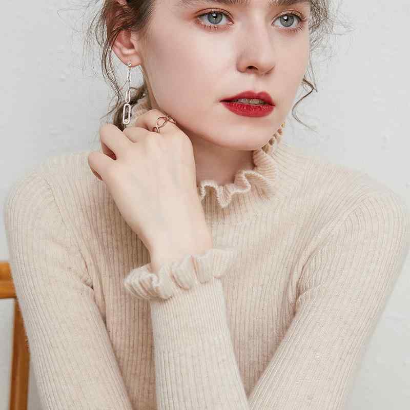 ファッション 服 オシャレ カワイイ シンプル 大カワイイ サイズ 婦服 秋 レース 襟 セーター プルオーバー スター ニット シャツ