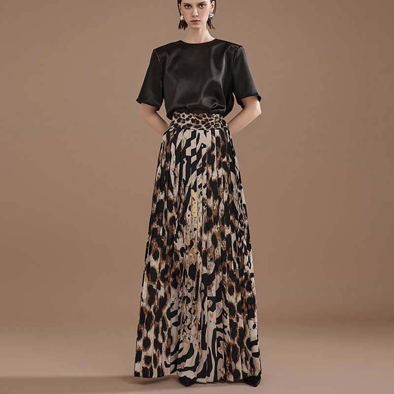 SK9194レオパード プリーツ スカート