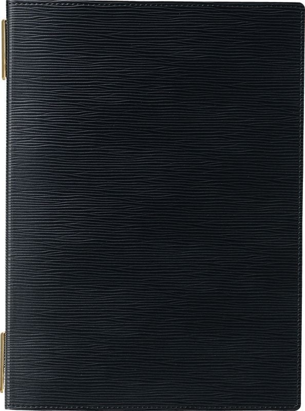 （まとめ買い）店舗用品 レザータッチメニューブック ピンホールタイプ A4/4ページ GB-131 ブラック [x3]