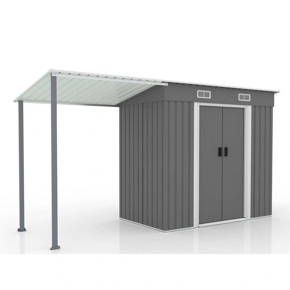 サイドオーニング付き　物置 屋外 大型 倉庫 大型物置 戸外収納庫 物置 防水/耐侯 収納可能 ガーデン/庭/田畑/農場 頑丈 大容量 スチール　引き戸 換気口付き 床なし