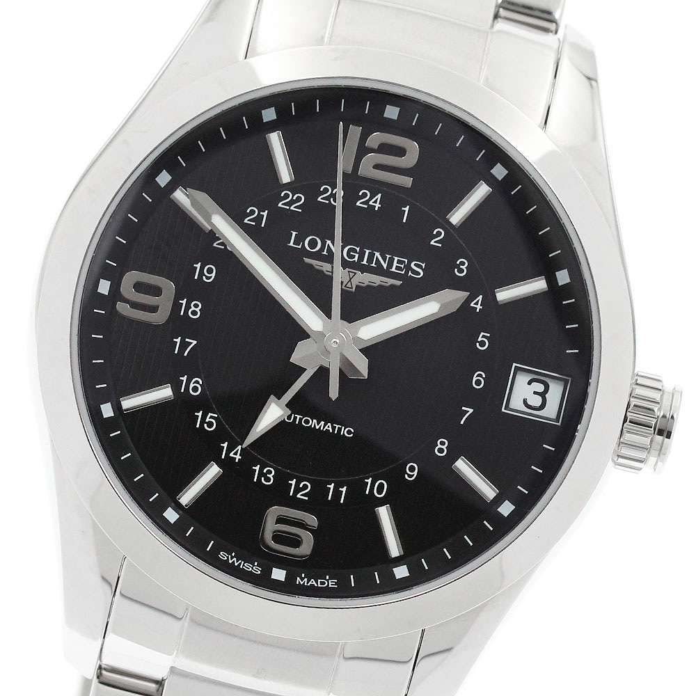 ロンジン LONGINES L2.799.4.56.6 コンクエスト クラシック GMT デイト 自動巻き メンズ 良品 保証書付き_959500【中古】