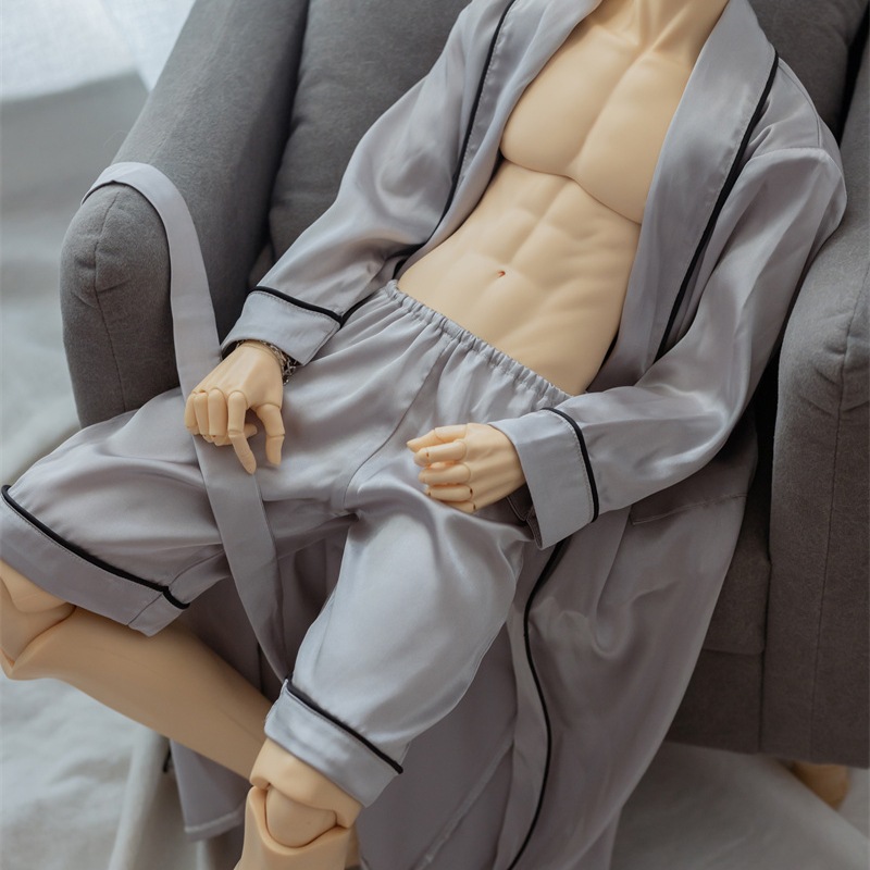 BJD 球体関節人形用衣装 1/3 1/4 1/6 ドール服 ネグリジェ 3点 シルバーグレー パジャマセット 70cm+/POPO68/MSD/幼SDサイズドール用 ドールウェア