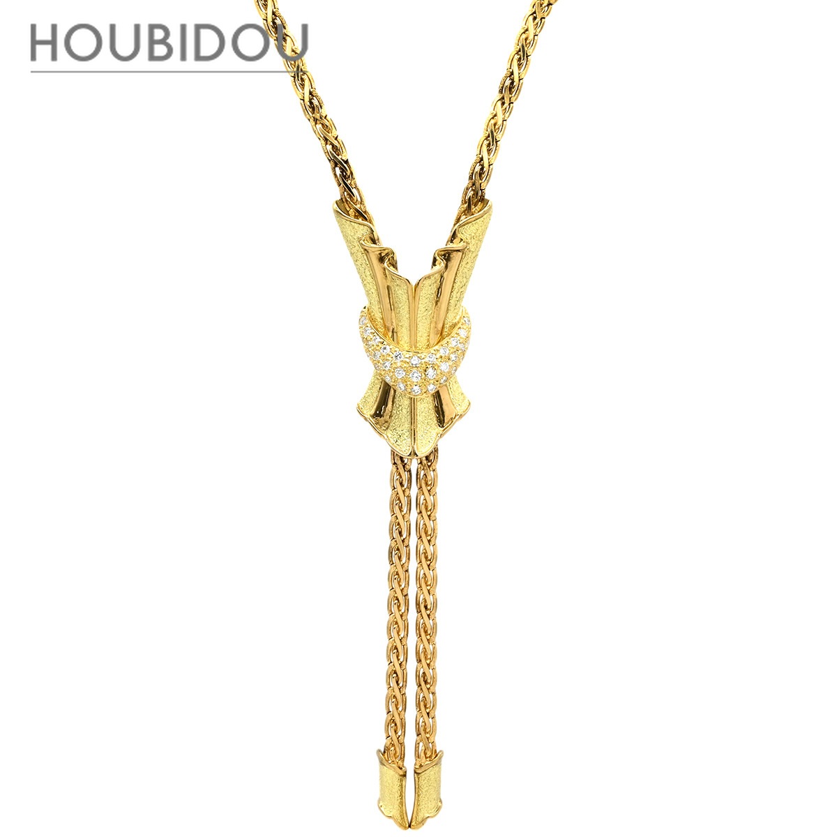 ジュネ ネックレス ダイヤモンド ロングネックレス イエローゴールド 18K YG 【箱】【中古】