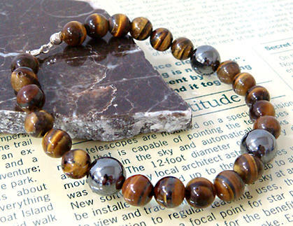 パワーストーン シルバーアクセサリー大粒ヘマタイト8mmタイガーアイコンビブレスレット ブラック パ