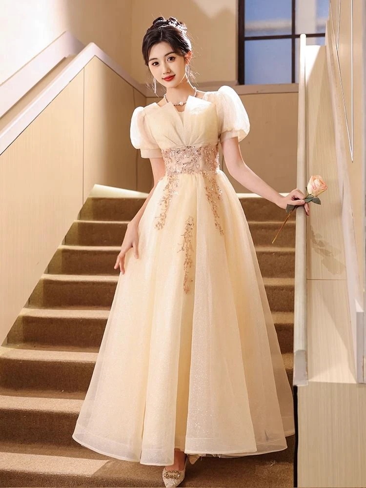 女子宴会のためのシャンパンカラードレスアート試験のホスト大人ギフトは美しいです 5,377円