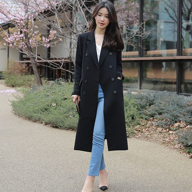 トレンチコート レディース ロング アウター 春 秋 コート ロングコート 黒 テロンチコート ダブルブレスト ストレート 大きいサイズ 3L 小さいサイズ シンプ