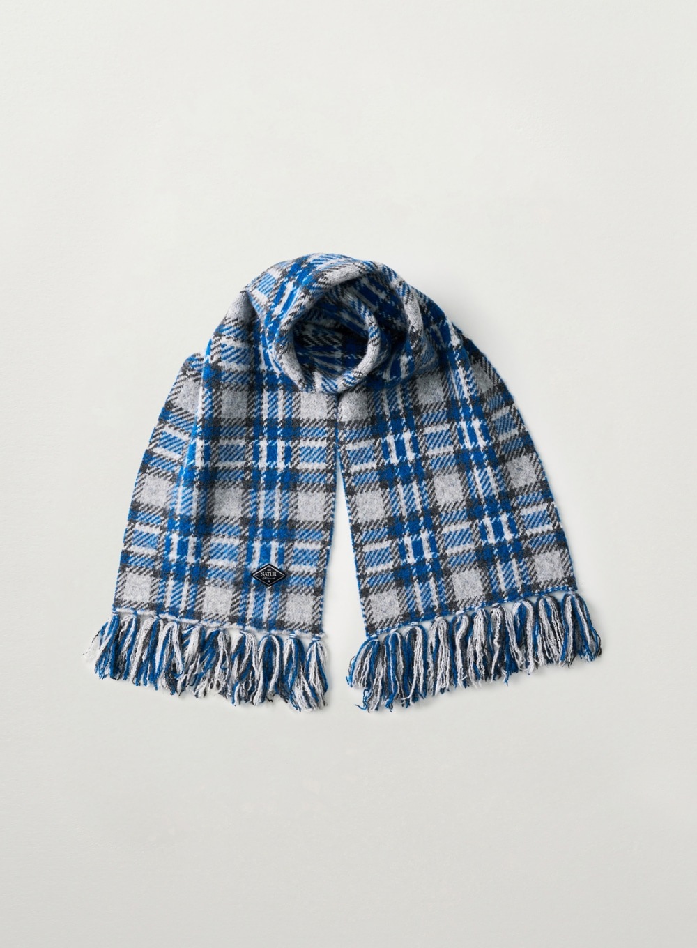 【SATUR】25FW CHECK PATTERN MUFFLER : SKY BLUE