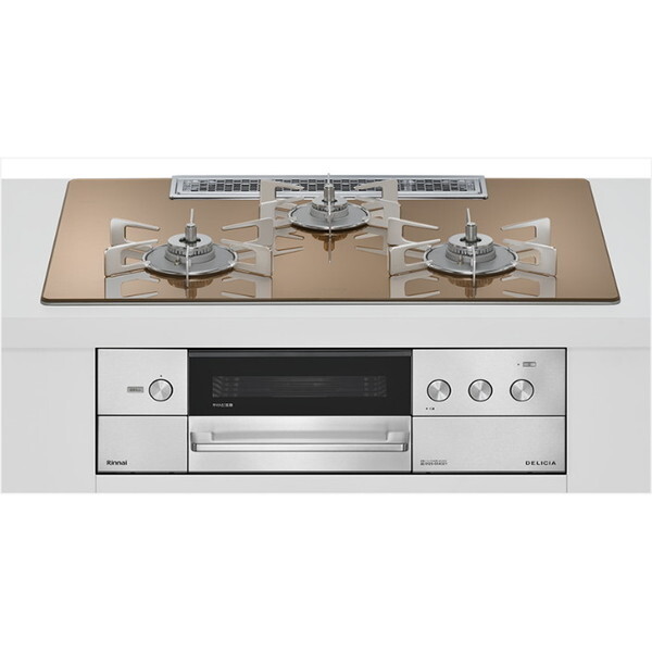 RHS72W38M12RCSTW-13A スパークリングカッパー DELICIA ビルトインガスコンロ(都市ガス用・両側強火タイプ・3口・75cm)