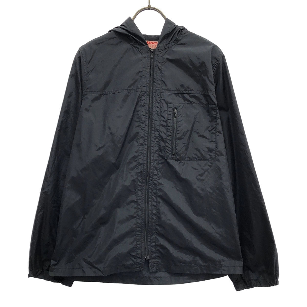 KENZO CLUB ケンゾークラブ 90s 日本製 オールド フード付き ナイロンジャケット 38 ブラック レディース 古着