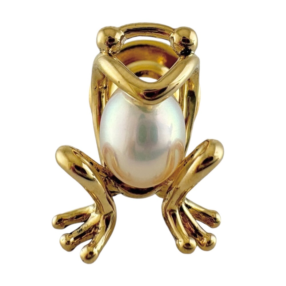ミキモト ブローチ 18金 K18イエローゴールド アコヤパール MIKIMOTO 中古 美品