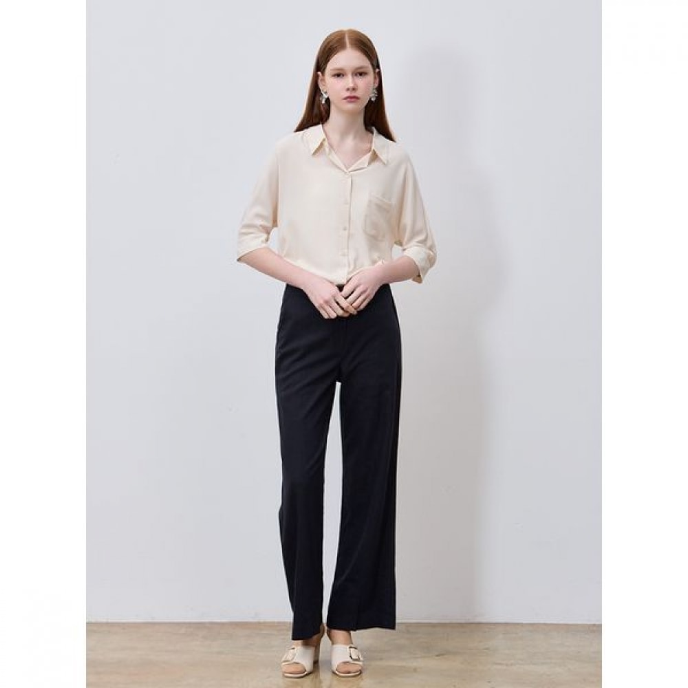 [Shess Miss] セミワイドリネン混スリットパンツ (ボックス価格:228,000ウォン)