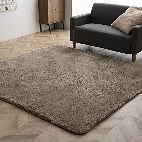 アイリスプラザ(IRIS PLAZA) ラグ カーペット シャギーラグ 吸湿速乾 防音 滑り止め加工 オールシーズン ベージュ 185185 SGR-1818