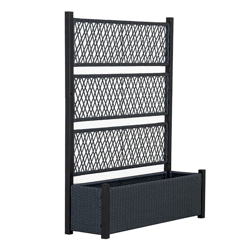 フェンス プランターボックス付き 目隠し 間仕切り プランター プランターボックス ラタン調 幅120cm 高さ149cm 屋外 エクステリア 庭
