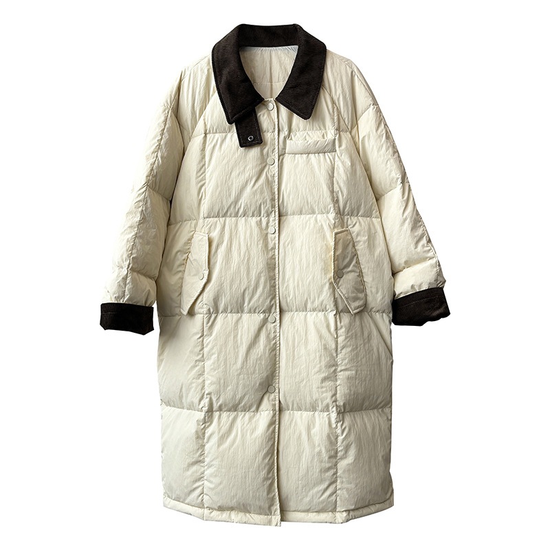 冬のゆるい開襟ミディアムのダウンジャケット 8,065円