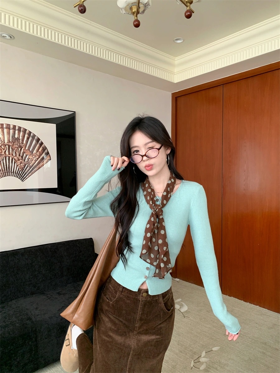 2025秋冬 ショート丈ニットカーディガン おしゃれ 2点セット ハイウエストタイトム韓国系トップスボトムスオープンスカートシルエットゆったりお出かけ休日可愛いファッション 長袖レディース