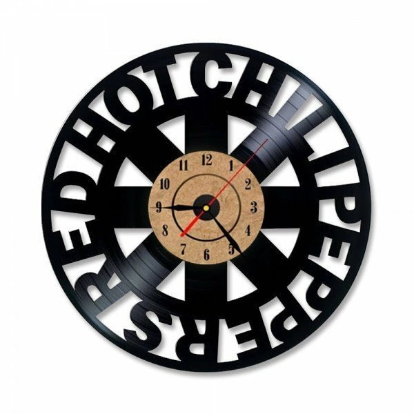 お手頃価格30cm レコード盤 壁掛け時計 レッド・ホット・チリ・ペッパーズ ロックバンド 人気 ロゴ おしゃれ エコ インテリア