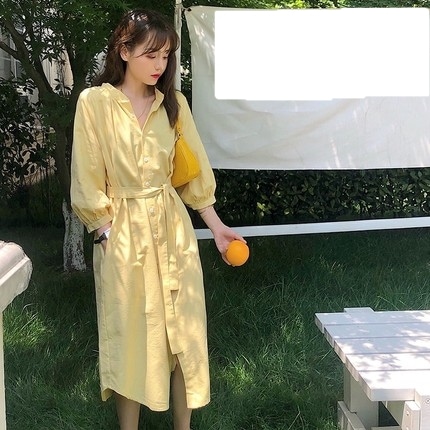 リネンシャツワンピース カーディガン 大人カジュアル 韓国ファッション A130