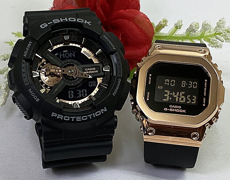 恋人たちのGショックペアウォッチ G-SHOCK ペア腕時計 カシオ 2本セット gショック アナデジ GA-110RG-1AJF GM-S5600PG-1JF お揃い プレゼント 新品　ブ
