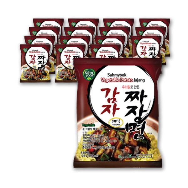 ベジタリアン ジャージャー ラーメン 三育 韓国産小麦菜風 じゃがいも ジャージャー麺 128g x 16袋(1ボックス) ビーガン(Vegan)