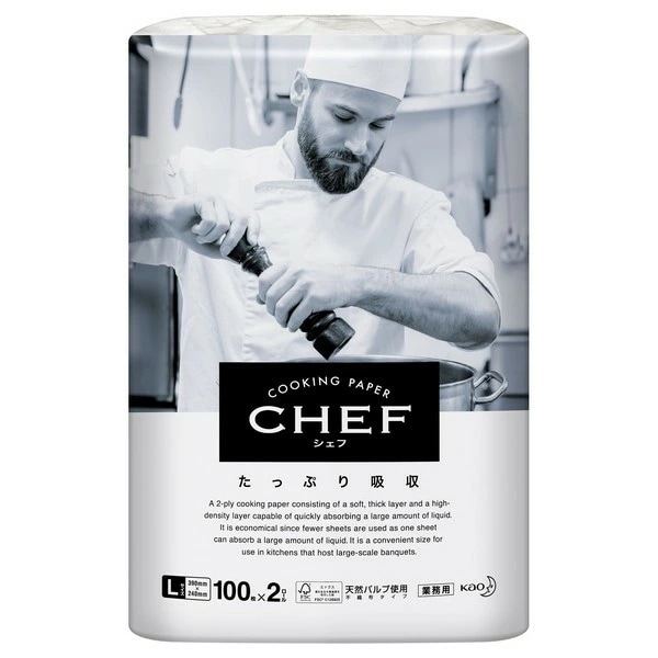 花王　クッキングペーパー　CHEF（シェフ）　たっぷり吸収　Lサイズ　100枚×2ロール×6袋【取り寄せ商品・即納不可】