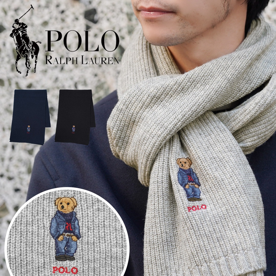 solid denim bear scarf マフラー