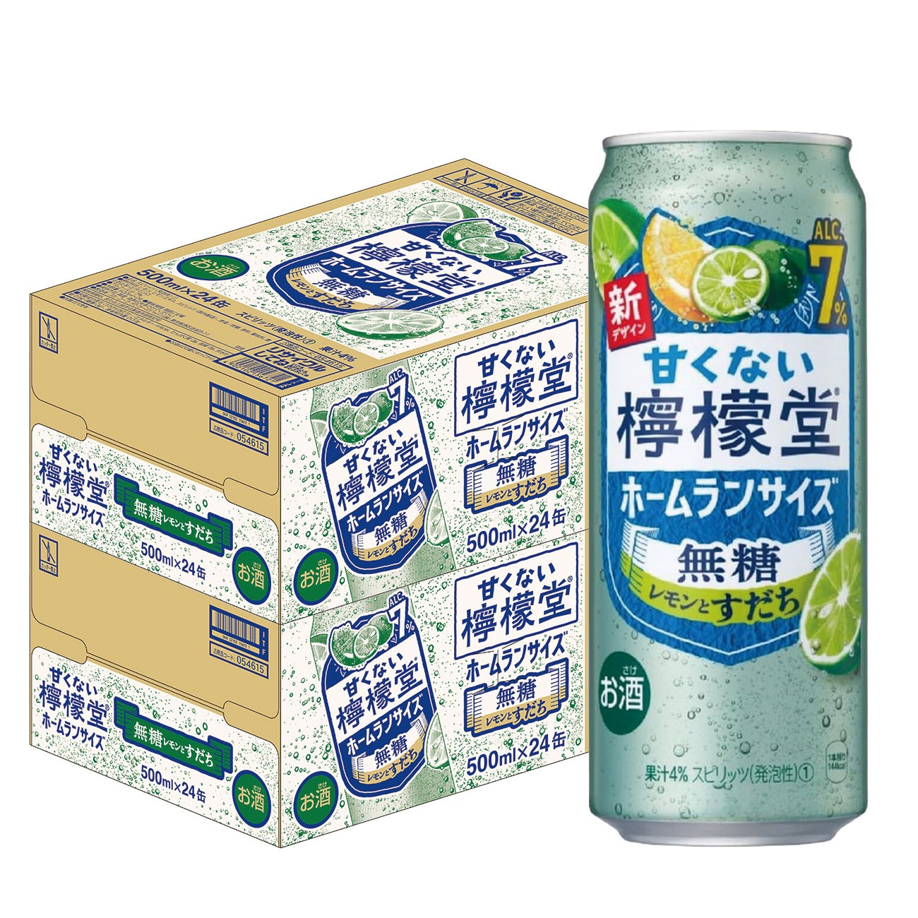 檸檬堂 甘くない檸檬堂 無糖レモンとすだち 7% 500ml×2ケース/48本