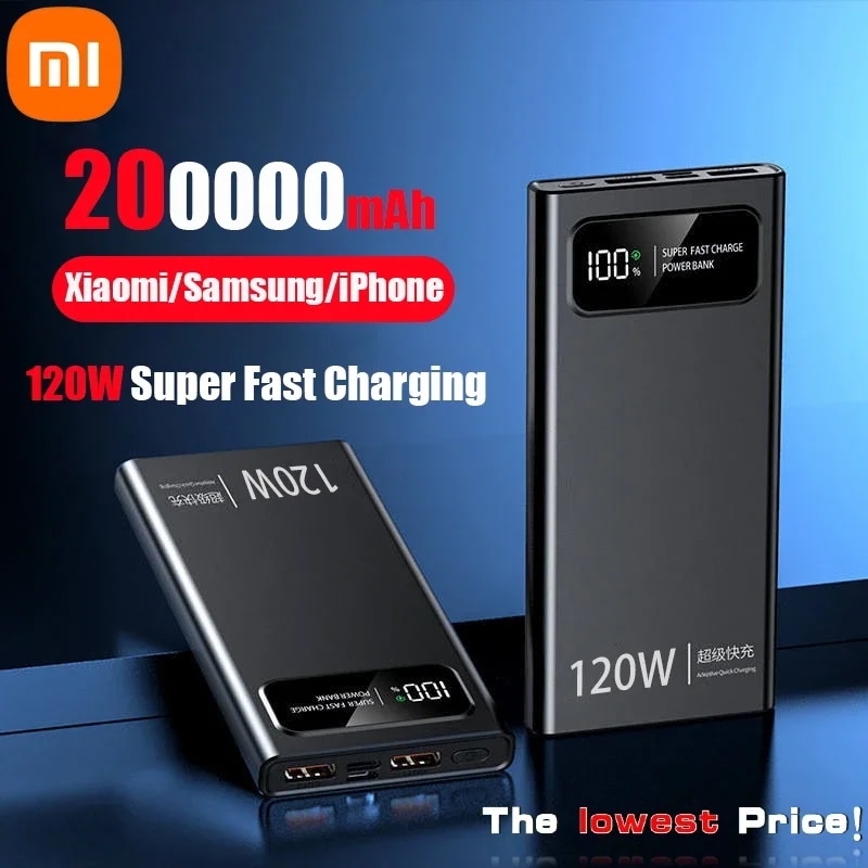 Xiaomi-モバイルバッテリー,超急速充電,120W, 200000mAh,超大容量,iPhone, Xiaomi, Vivo用 - 509