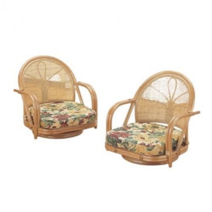 今枝商店 Romantic Rattan 籐回転座椅子2脚組 ロータイプ S33