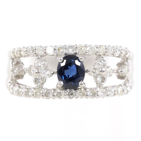 PT900 プラチナ リング 10.5号 サファイア 0.59 ダイヤ 0.56 カード鑑別書 中古