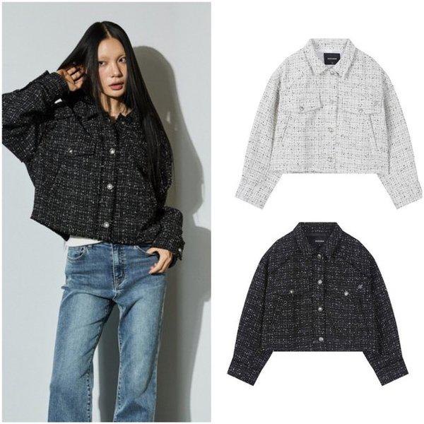 女性[人気]ツイードポケットジャンパーB253JP500P_US