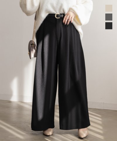 大きいサイズ レディース LL 3L 4L XL XXL XXXL CLETTEオリジナルタックワイドパンツ