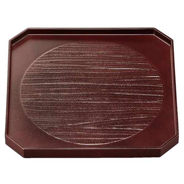 9寸 角隅切盆/トレー (日の丸溜塗 木) 272mm×272mm×21mm 木製 日本製 (和食 レストラン 居酒屋 店舗 お店)