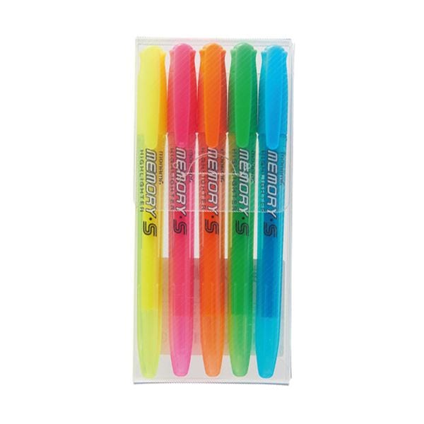 （まとめ） モナミ 蛍光ペン MEMORY・SHIGHLIGHTER 5色セット（黄・桃・橙・緑・水色） 18444 1パック (×30セット)