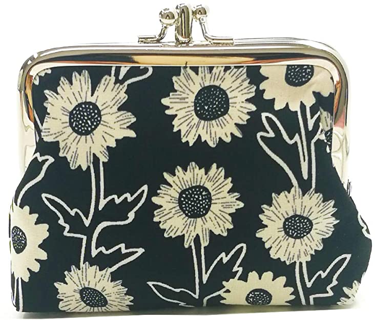 キュートフローラルバックルコイン財布ビンテージポーチキスロック小銭入れ財布#006