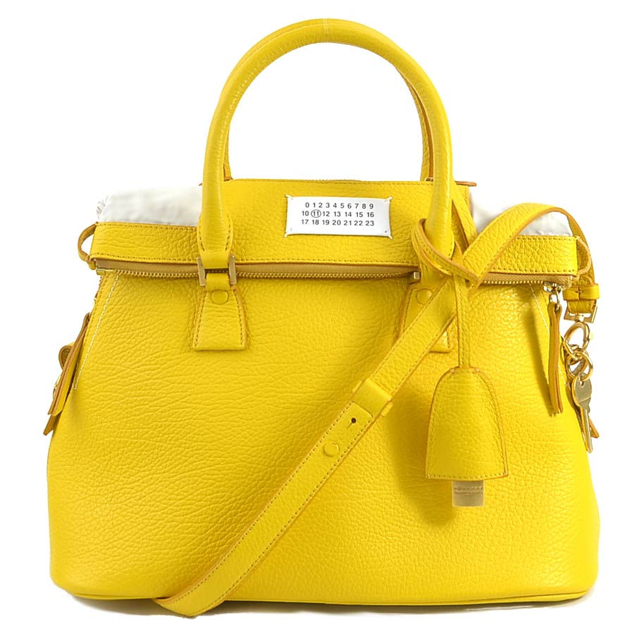 メゾンマルジェラ Maison Margiela ハンドバッグ ショルダーバッグ 5AC ミディアム レザー イエロー レディース r9969a