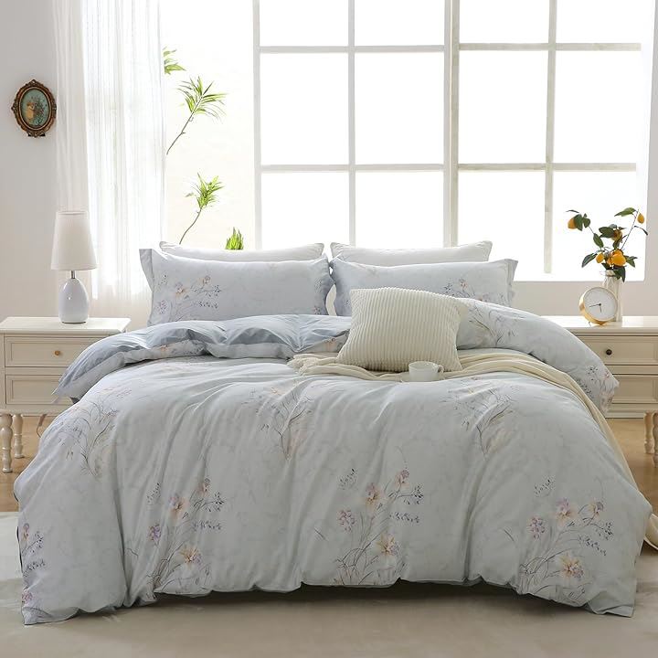 布団カバーセット 4点セット 通気性 60番手高密度織り オリジナル柄デザイン ベッドカバーセット おしゃれ 枕カバーx2 掛け布団カバーx1(Orch, セミダブル・SD)