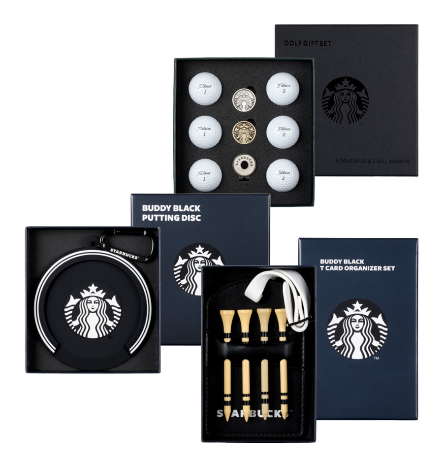 バディ ブラック ゴルフティー カード オーガナイザー + パッティング ディスク + ゴルフボール 6P + ボールマーカー 2P セット 韓国スターバ グッズ ゴルフ