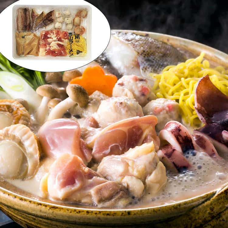 北海道 鶏白湯鍋 Bセット( 鶏もも肉200g いか 帆立 助宗鱈 つみれ 生ラーメン たれ) 離島は配送不可 80144 お歳暮 お中元 お土産 ご進物 ギフト 贈り物に最適