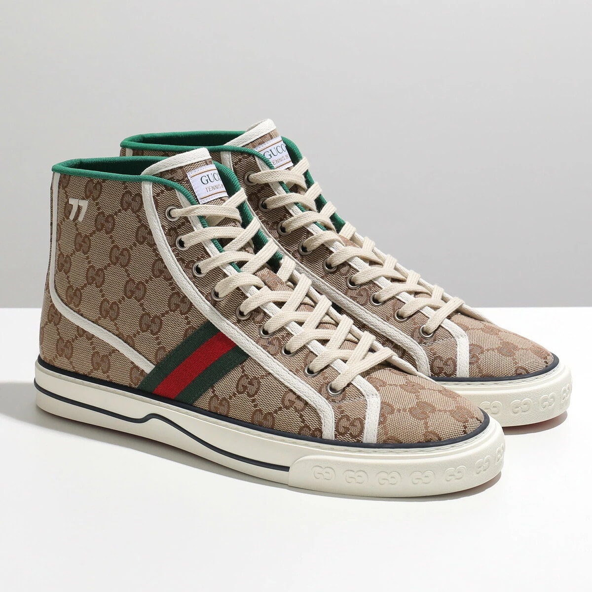 GUCCI グッチ スニーカー テニス 1977 625807 HVK70 メンズ モノグラム ハイカット GGロゴ ジャカード プラットフォーム 厚底 シューズ 靴 9765